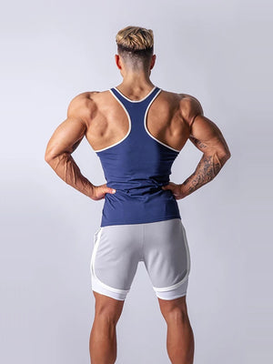 ANVTT Men's Fitted Workout Tank Top with Contrast Piping - ANVTT
