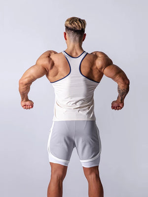 ANVTT Men's Fitted Workout Tank Top with Contrast Piping - ANVTT