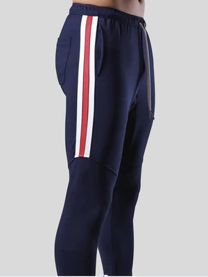Men's Striped Gym Joggers with Ankle Zippers - ANVTT