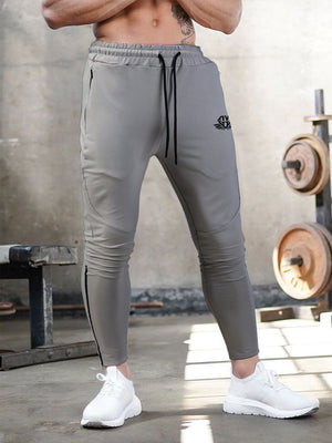 Men's Black Tapered Workout Joggers with Zipper Pockets - ANVTT