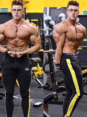 Slim Fit Workout Tracksuit Bottoms with Contrast Side Stripe - ANVTT