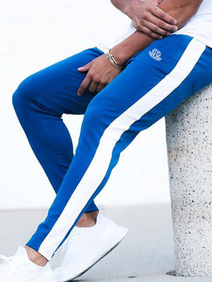 Slim Fit Workout Tracksuit Bottoms with Contrast Side Stripe - ANVTT
