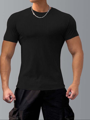 Slimming Vertical Pattern Fitness T-shirt - ANVTT
