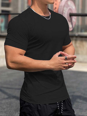 Slimming Vertical Pattern Fitness T-shirt - ANVTT