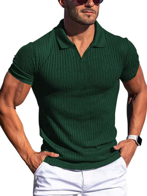 Slimming Vertical Pattern Fitness Polo - ANVTT