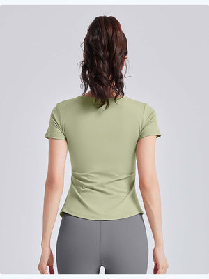 Women's V-neck yoga suit with short sleeves - ANVTT