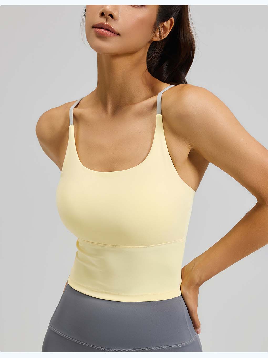 Women's Thin Strap Workout Tank with Built-In Bra - ANVTT