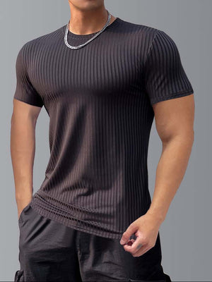 Slimming Vertical Pattern Fitness T-shirt - ANVTT
