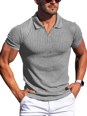 Slimming Vertical Pattern Fitness Polo - ANVTT