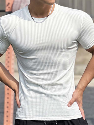 Slimming Vertical Pattern Fitness T-shirt - ANVTT