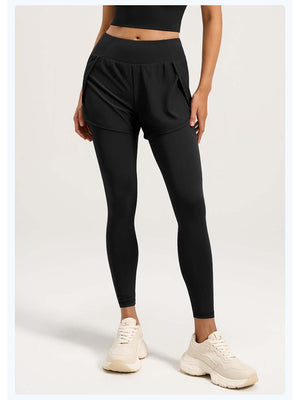 Women's 2-in-1 High-Waist Butt Lift Running Leggings with Shorts - ANVTT