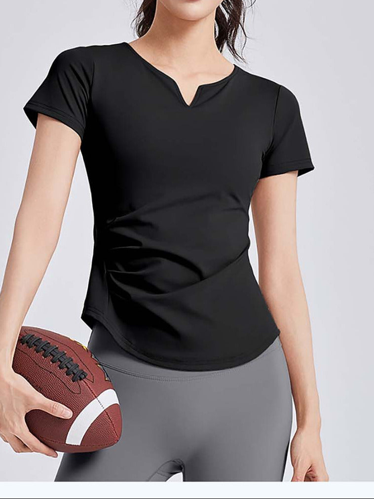 Women's V-neck yoga suit with short sleeves - ANVTT