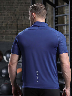 ANVTT Men's Quarter-Zip Training T-Shirt - Short Sleeve Mock Neck Athletic Gym Top - ANVTT