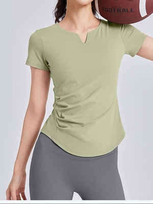 Women's V-neck yoga suit with short sleeves - ANVTT
