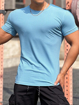 Slimming Vertical Pattern Fitness T-shirt - ANVTT