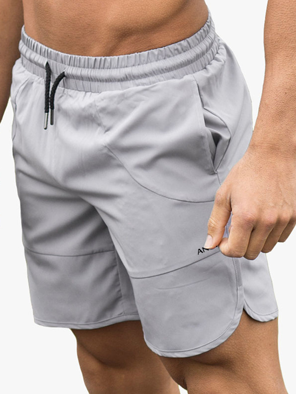 Men's curved-hem athletic training shorts for gym and running