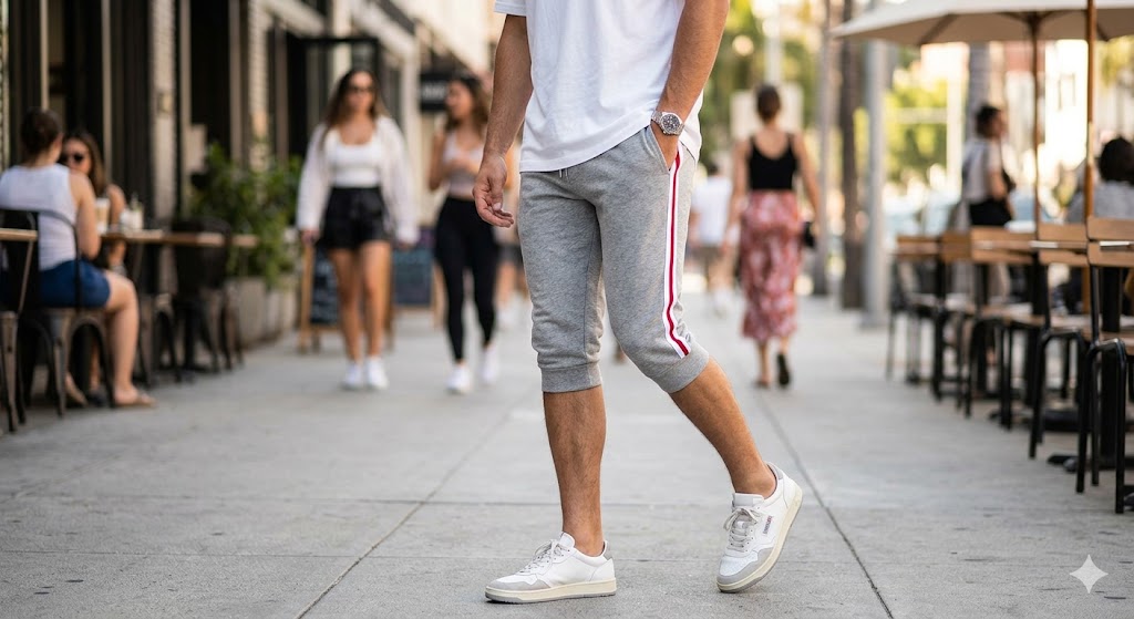 mens-heather-grey-knee-length-joggers-side-stripe