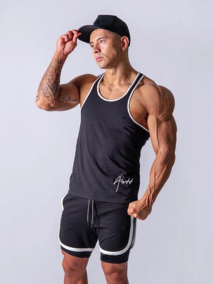 ANVTT Men's Fitted Workout Tank Top with Contrast Piping - ANVTT