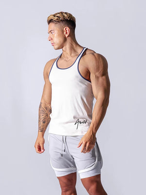 ANVTT Men's Fitted Workout Tank Top with Contrast Piping - ANVTT
