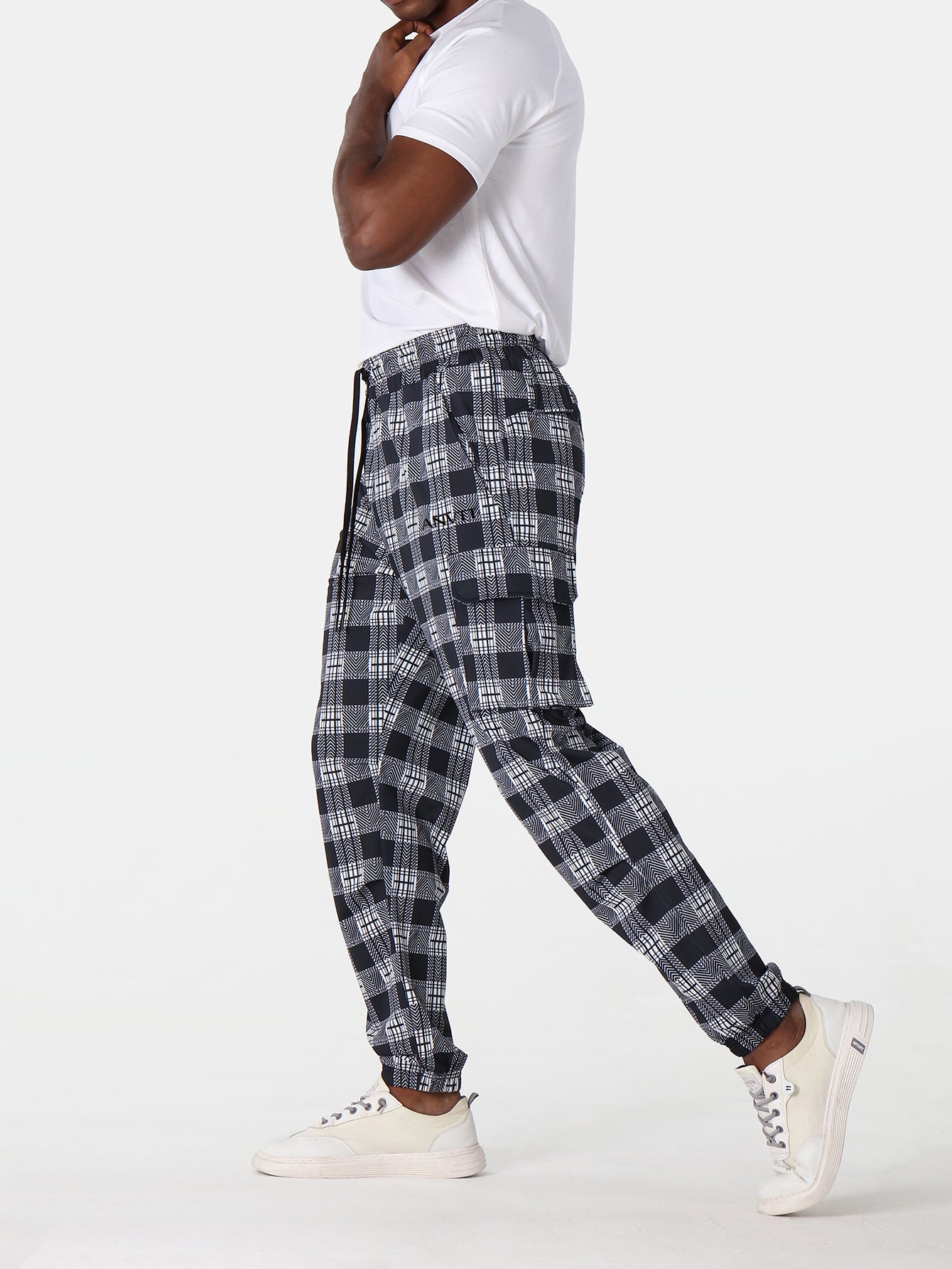 Men’s Cooling Quick-Dry Plaid Cargo Jogger Pants
