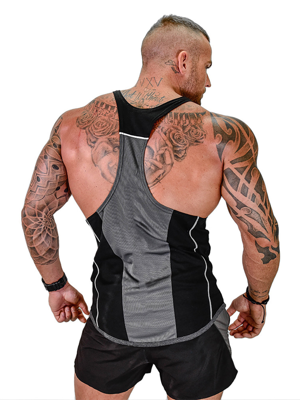 ANVTT Men's Racerback Workout Tank Top with Color Block Design - ANVTT