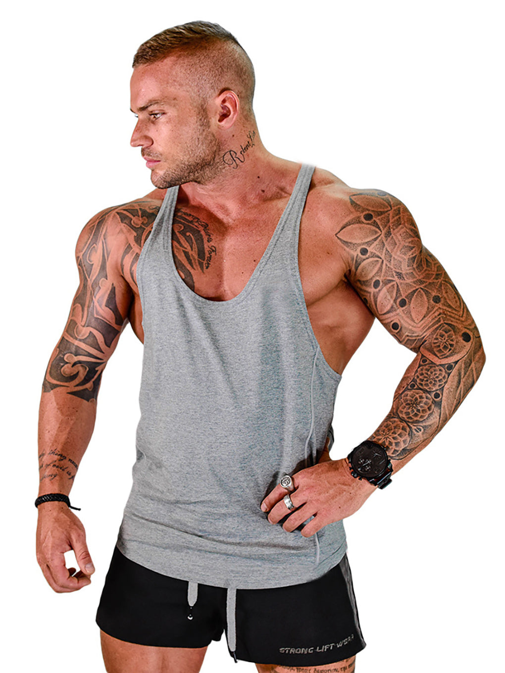 ANVTT Men's Racerback Workout Tank Top with Color Block Design - ANVTT
