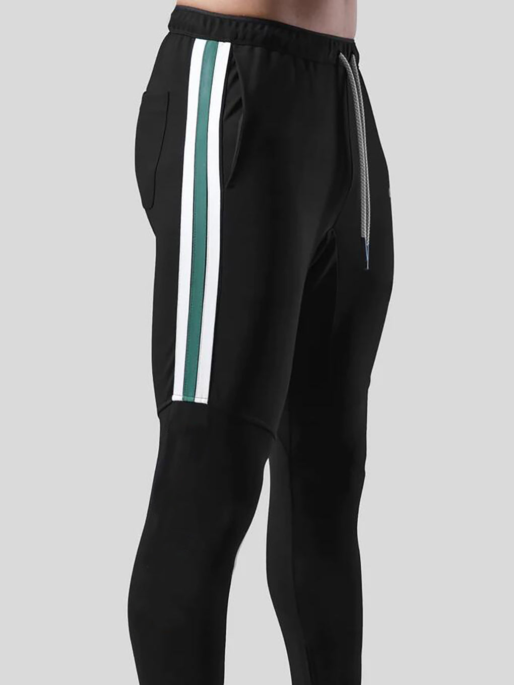 Men's Striped Gym Joggers with Ankle Zippers - ANVTT