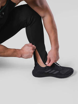 Men's Striped Gym Joggers with Ankle Zippers - ANVTT