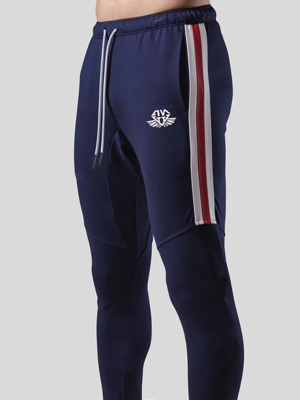 Men's Striped Gym Joggers with Ankle Zippers - ANVTT