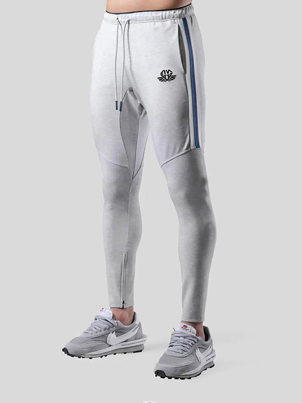 Men's Striped Gym Joggers with Ankle Zippers - ANVTT