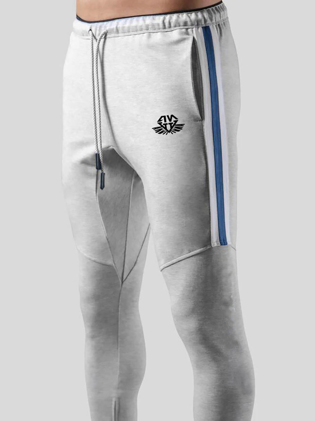 Men's Striped Gym Joggers with Ankle Zippers - ANVTT