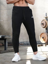 Men's Black Tapered Workout Joggers with Zipper Pockets - ANVTT