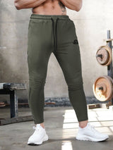 Men's Black Tapered Workout Joggers with Zipper Pockets - ANVTT