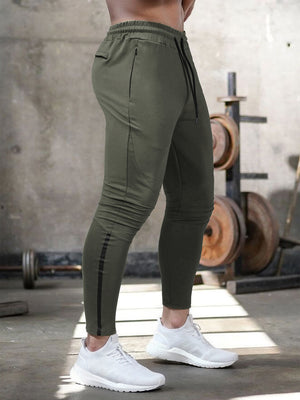Men's Black Tapered Workout Joggers with Zipper Pockets - ANVTT