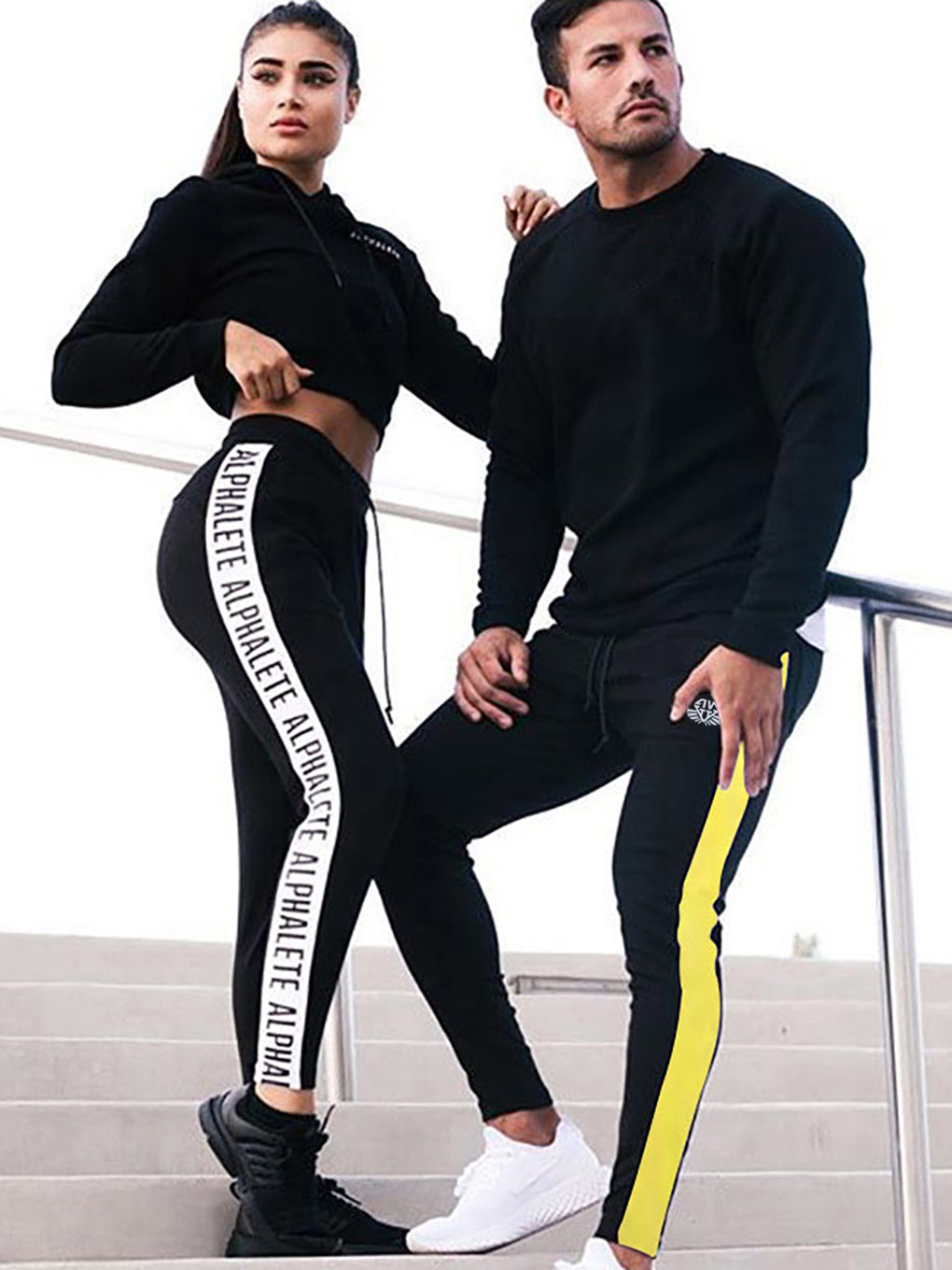Slim Fit Workout Tracksuit Bottoms with Contrast Side Stripe - ANVTT