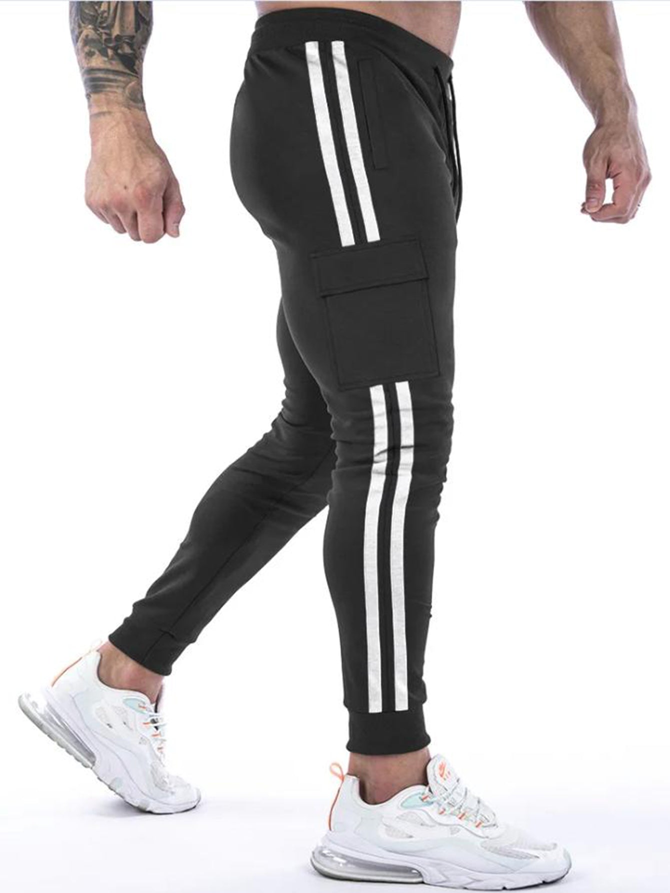 ANVTT Men's Slim Fit Side Stripe Cargo Joggers - ANVTT