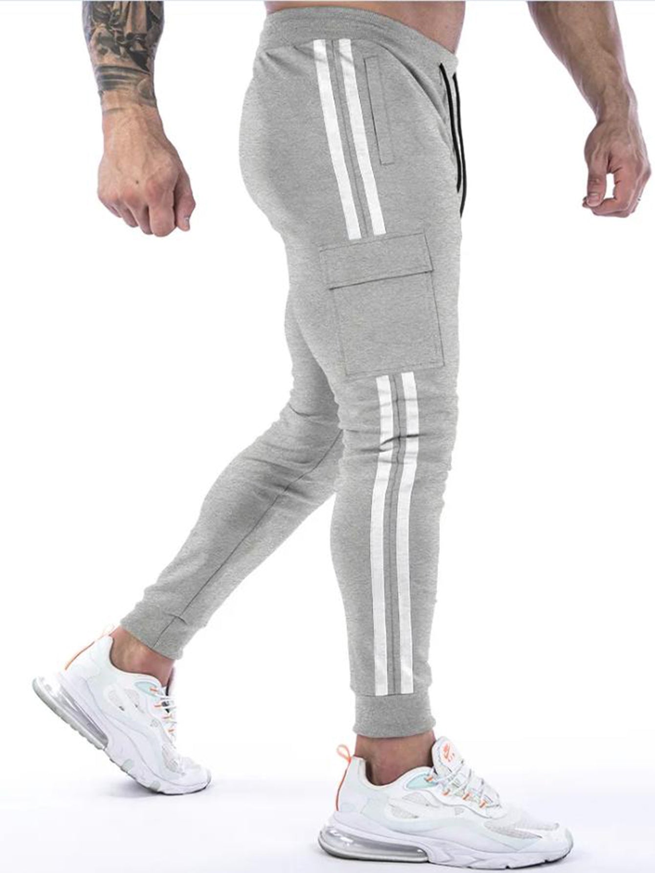 ANVTT Men's Slim Fit Side Stripe Cargo Joggers - ANVTT
