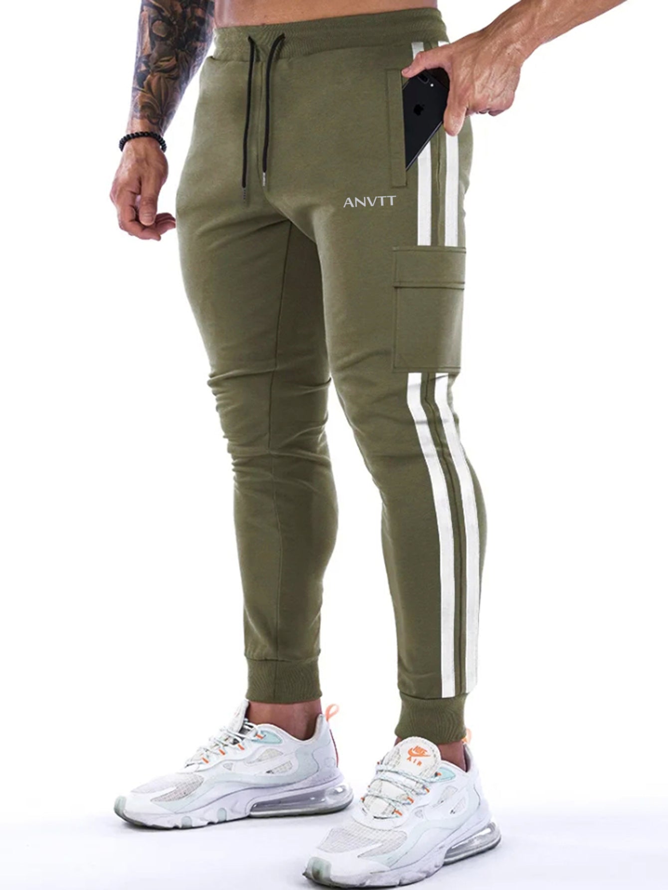 ANVTT Men's Slim Fit Side Stripe Cargo Joggers - ANVTT
