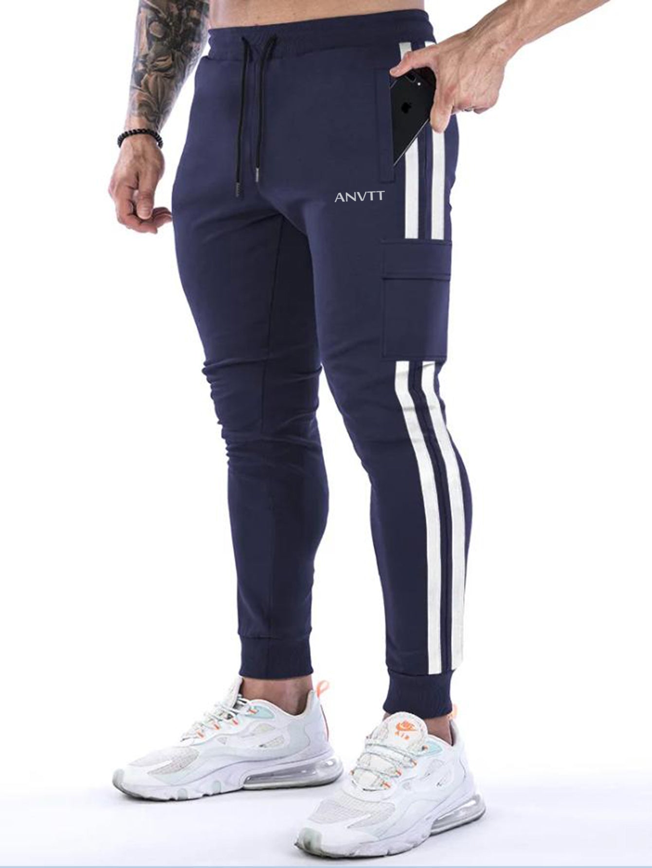 ANVTT Men's Slim Fit Side Stripe Cargo Joggers - ANVTT