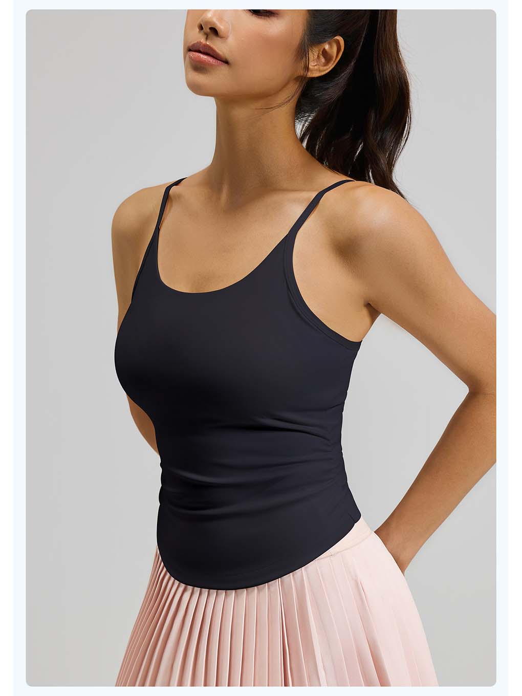 Women's Gathered Waist Built-In Bra Yoga Tank - ANVTT