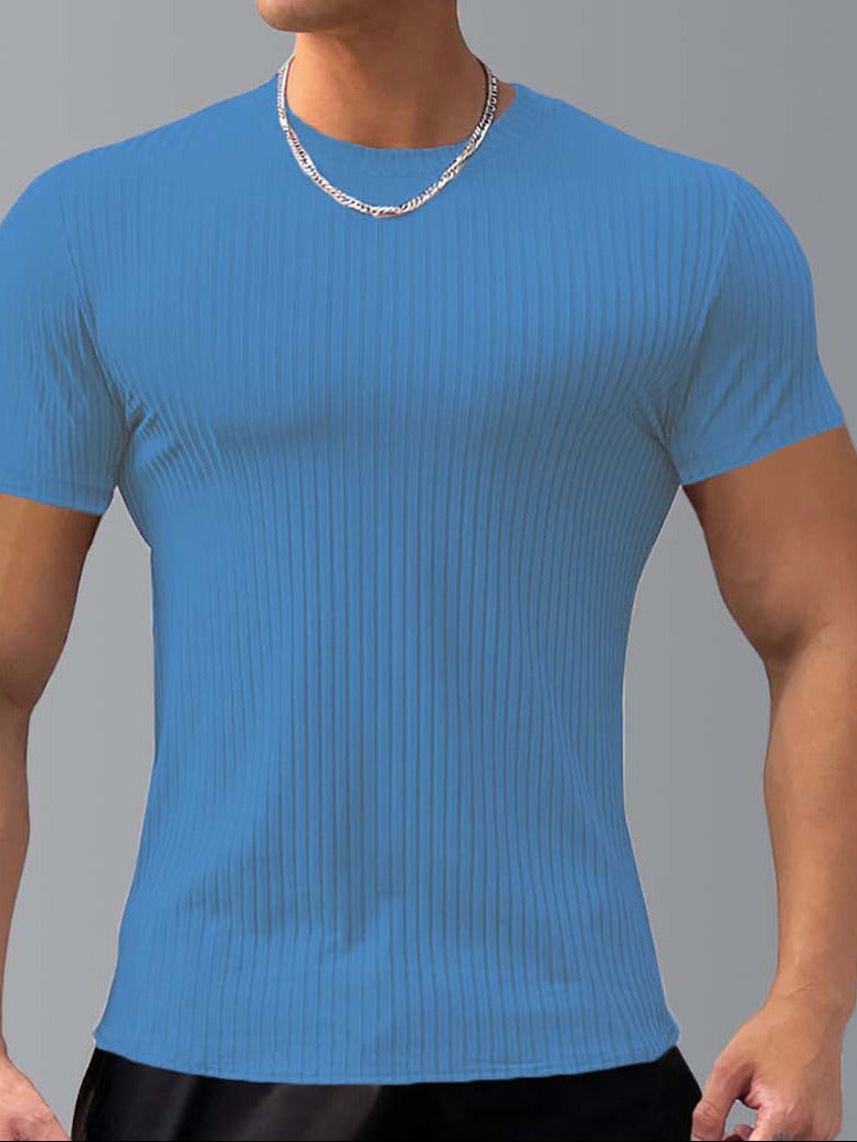 Slimming Vertical Pattern Fitness T-shirt - ANVTT