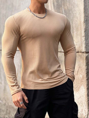 Slim Fit Vertical Patterned Long Sleeve Shirt - ANVTT