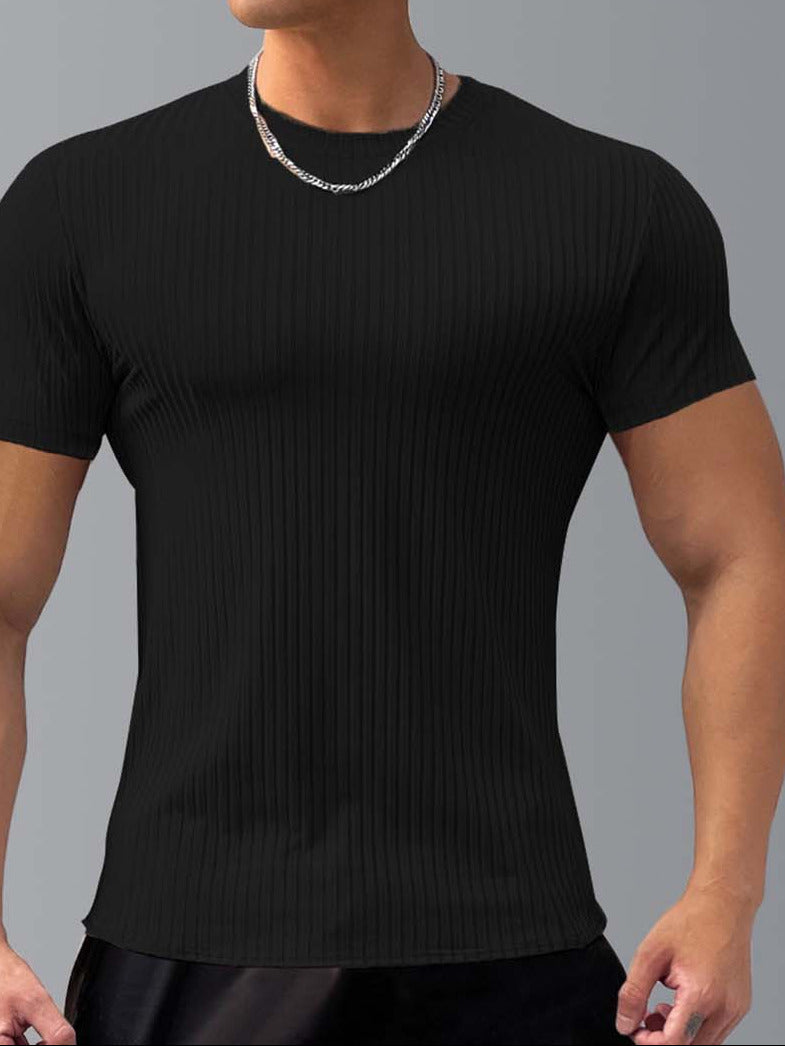 Slimming Vertical Pattern Fitness T-shirt - ANVTT