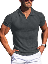 Slimming Vertical Pattern Fitness Polo - ANVTT