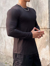 Slim Fit Vertical Patterned Long Sleeve Shirt - ANVTT