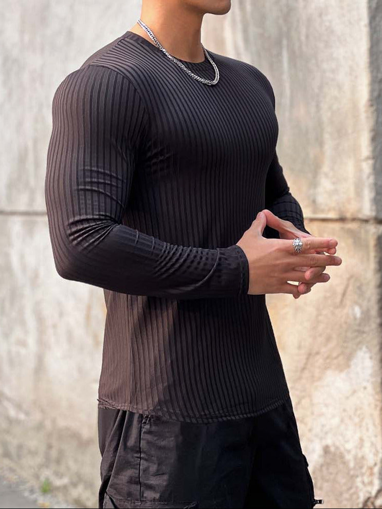 Slim Fit Vertical Patterned Long Sleeve Shirt - ANVTT