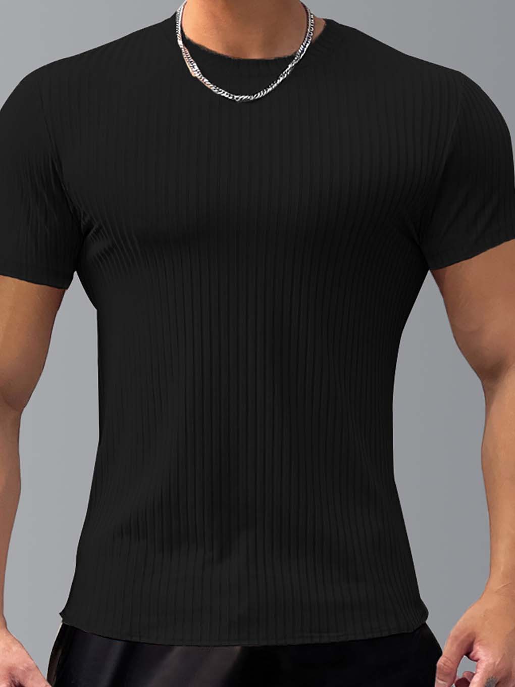 Slimming Vertical Pattern Fitness T-shirt - ANVTT