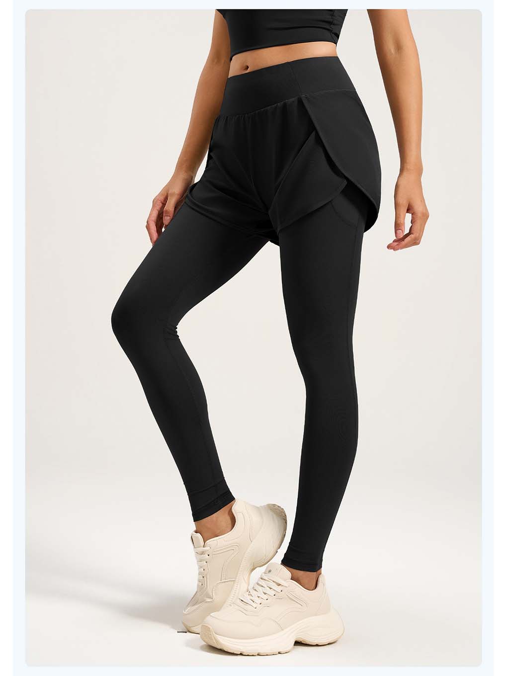 Women's 2-in-1 High-Waist Butt Lift Running Leggings with Shorts - ANVTT
