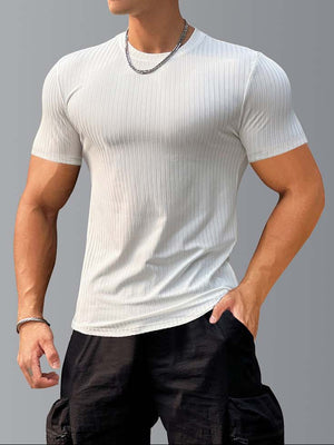 Slimming Vertical Pattern Fitness T-shirt - ANVTT