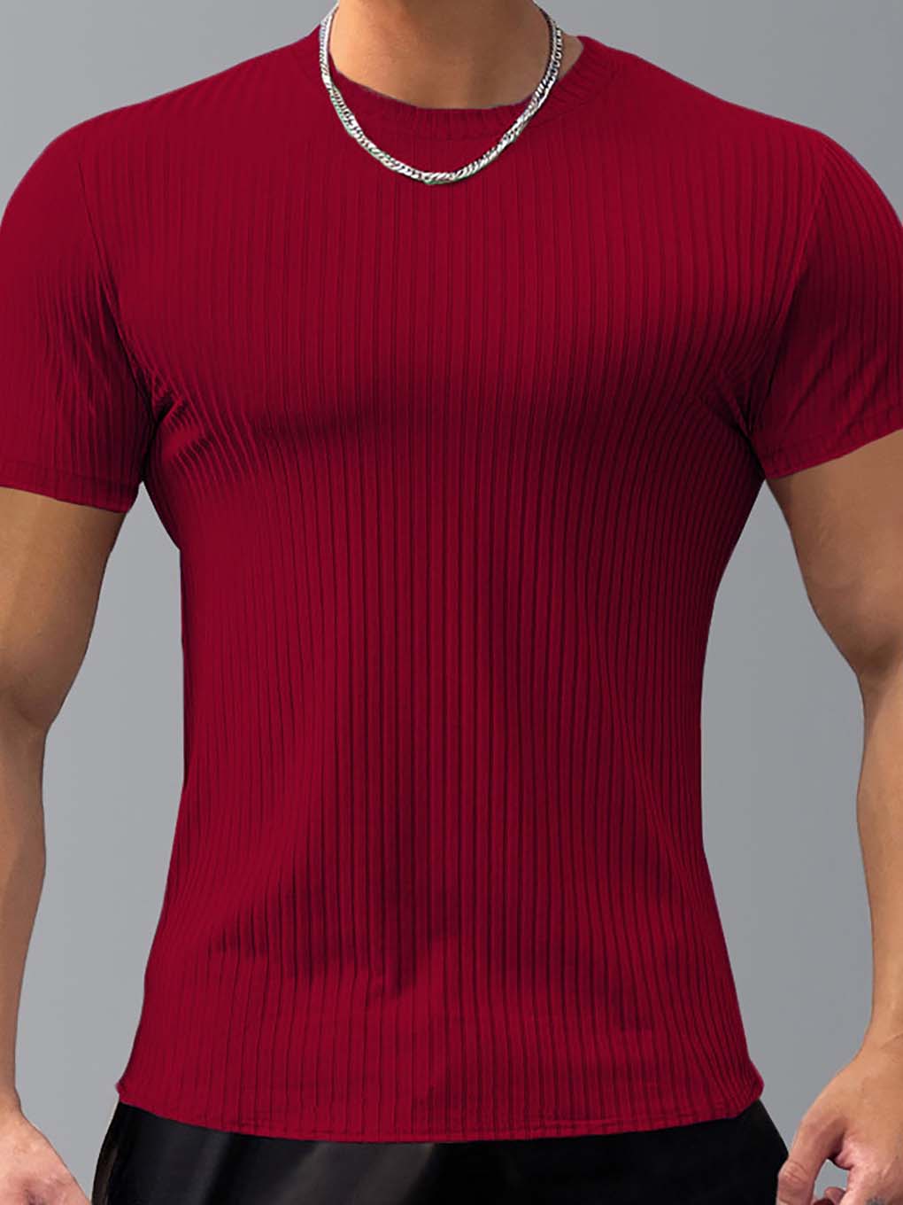 Slimming Vertical Pattern Fitness T-shirt - ANVTT